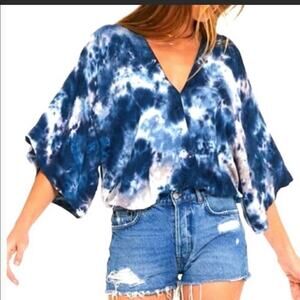 YFB blue and white tie dye top